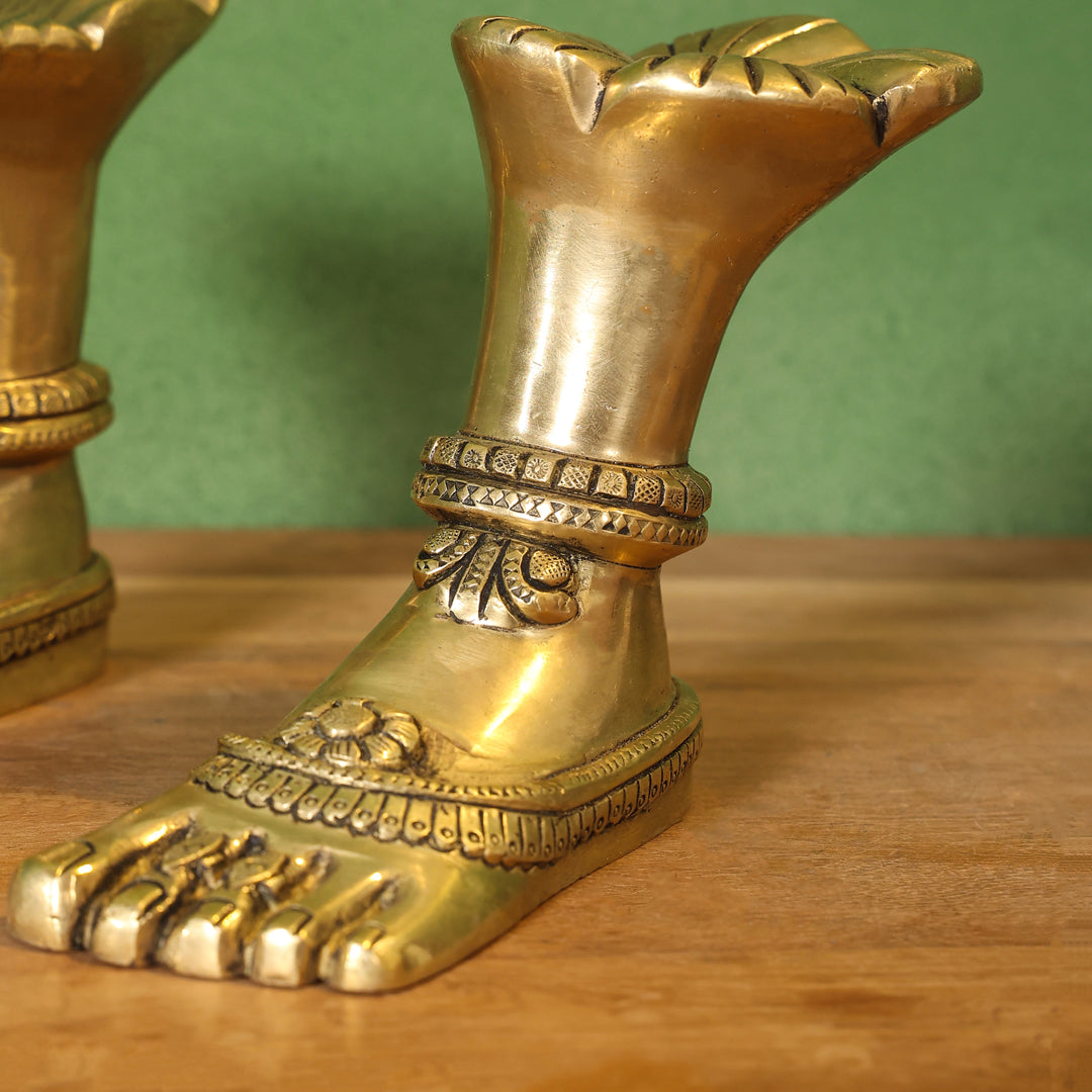Brass Divine Goddess LakshmI Feet/Charan (5.5 Inch)