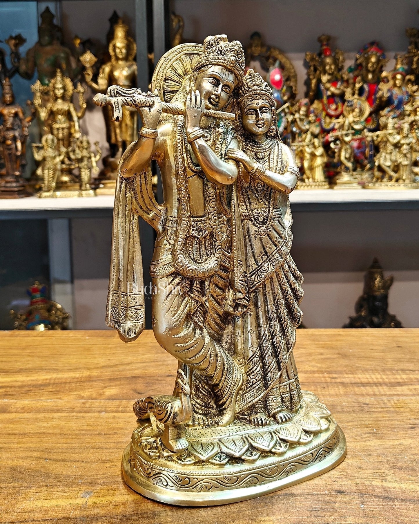 Sama Homes-12 inch brass radha krishna idol