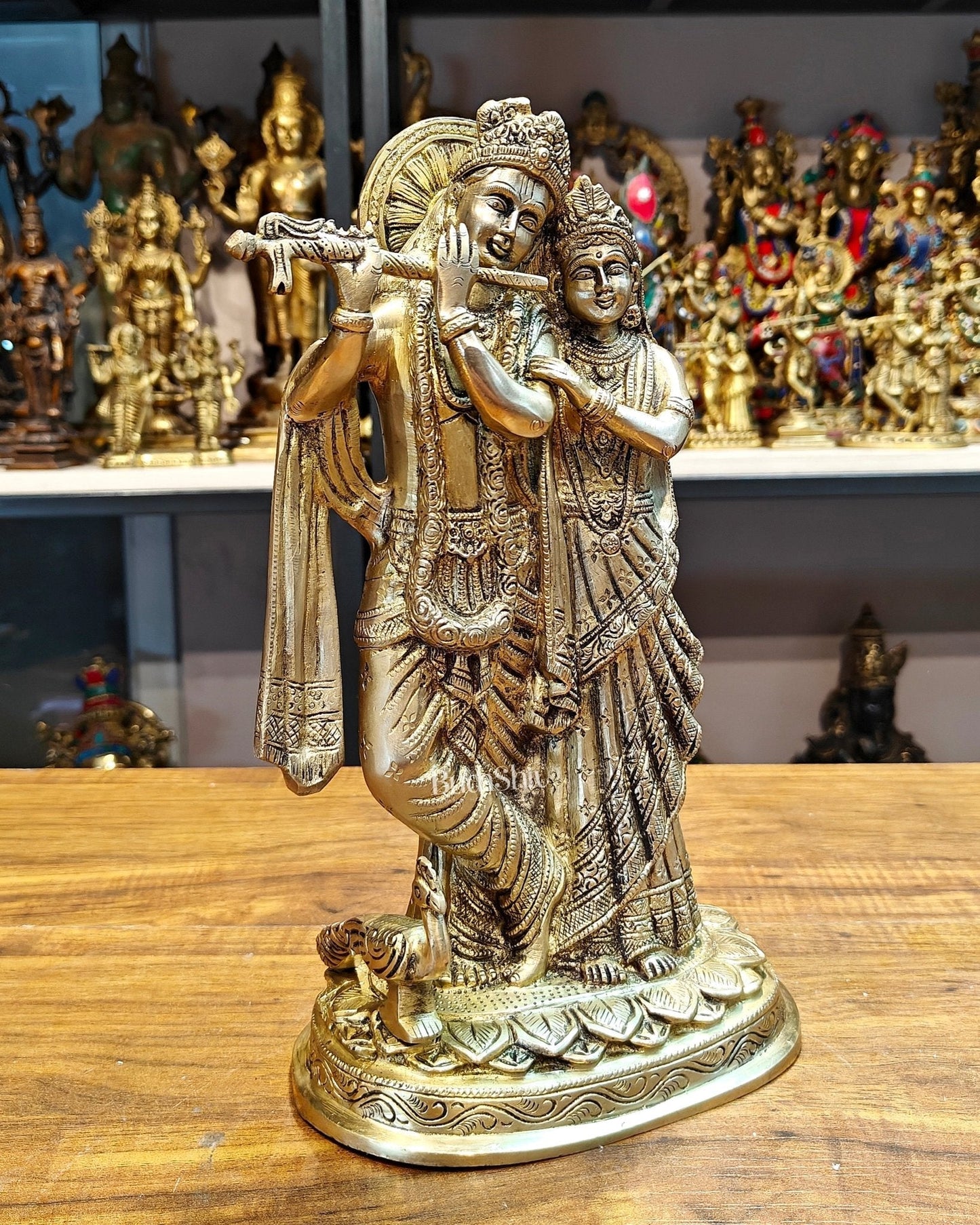 Sama Homes-12 inch brass radha krishna idol