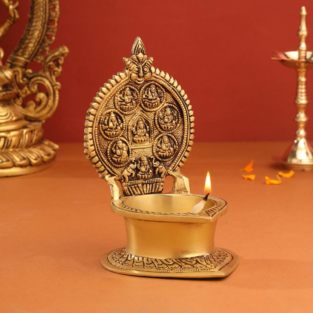 Brass Ashtalakshmi Diya (7 Inch)