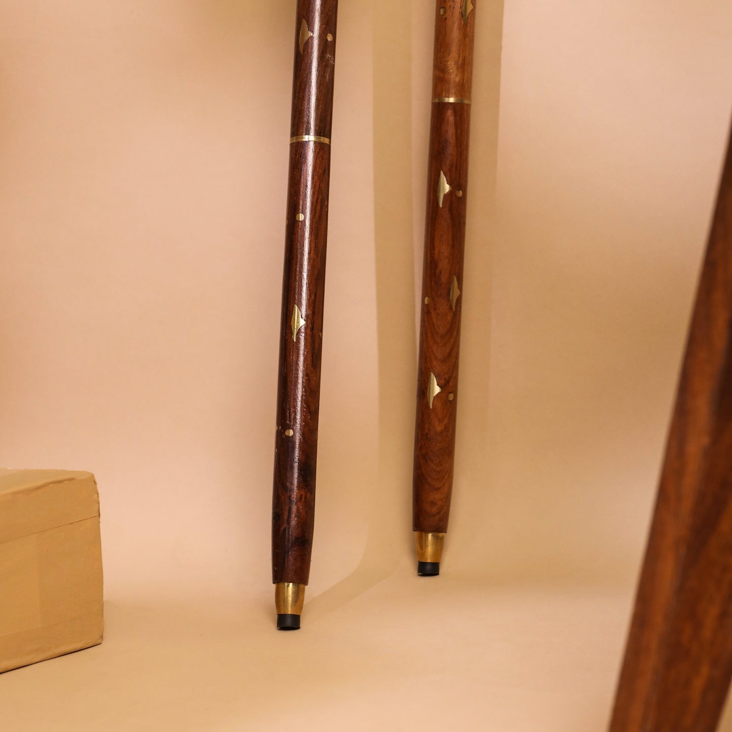 Brass Carving Wooden Walking Stick (38.5 Inch)