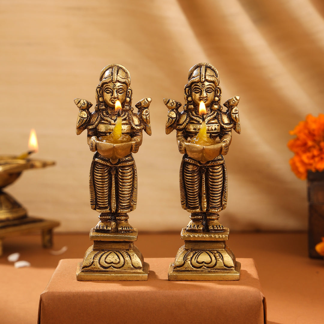 Brass Deep Lakshmi Pair (4.5 Inch)