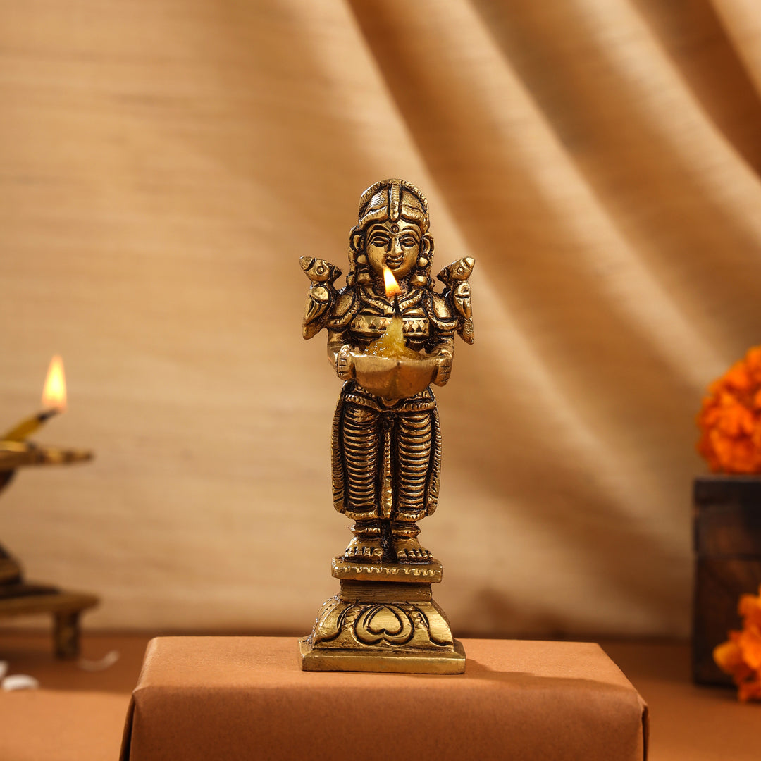 Brass Deep Lakshmi Pair (4.5 Inch)