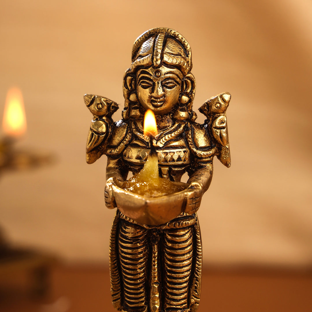 Brass Deep Lakshmi Pair (4.5 Inch)