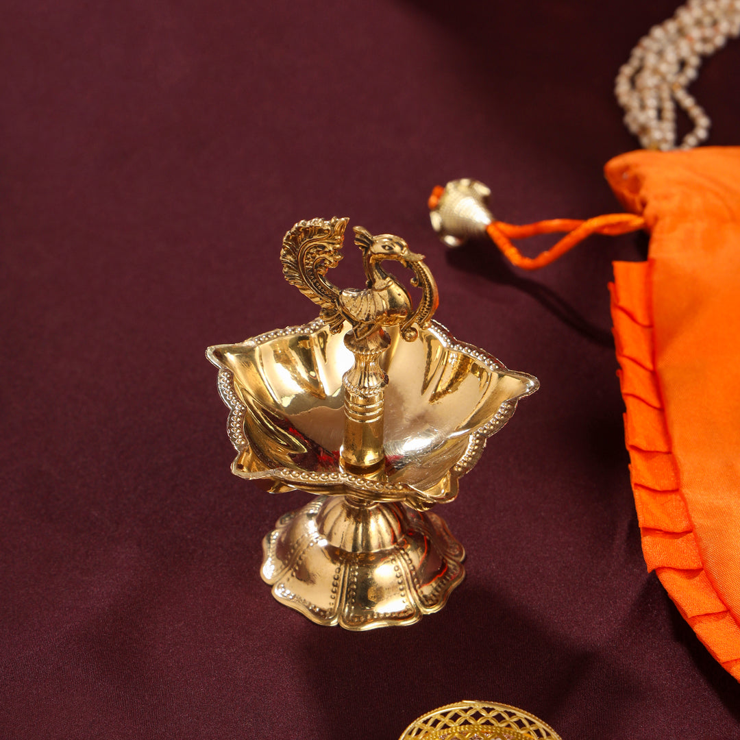 Brass Diya Ganesha Festive Potli/Hamper
