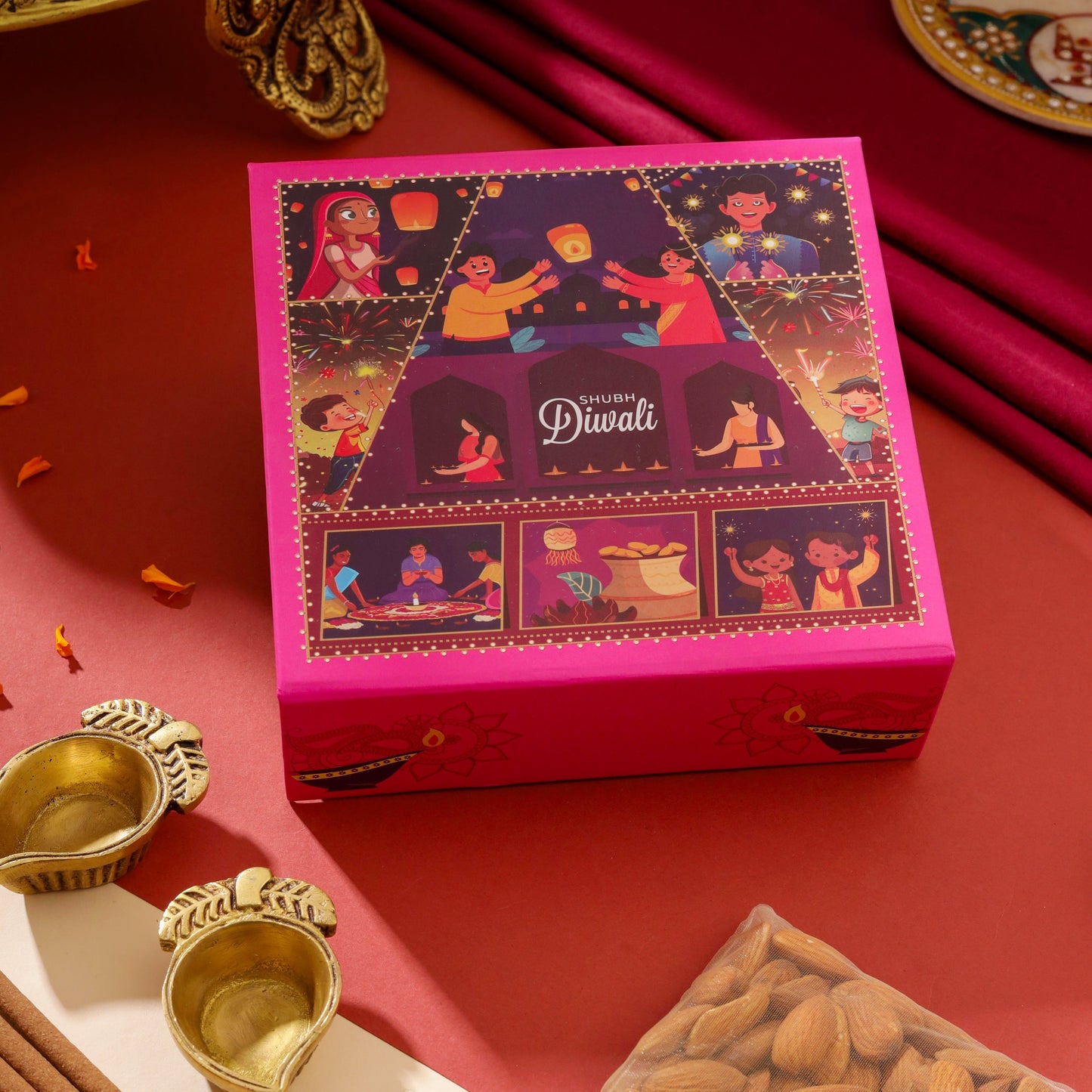 Brass Diya Pair Festive Gift Hamper