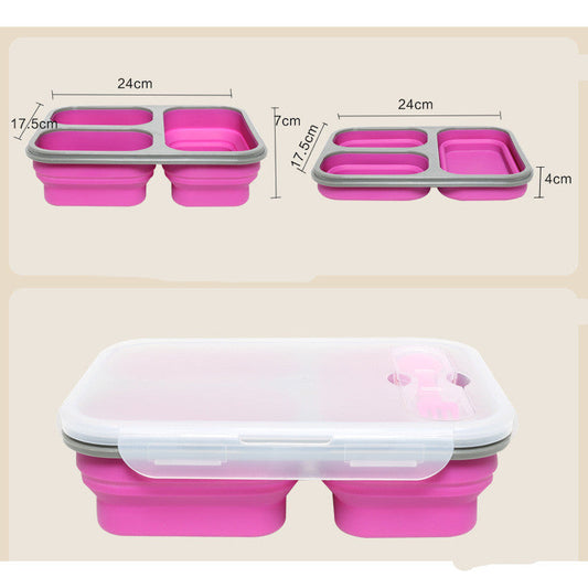 Outdoor Tableware Silicone Folding Lunch Box Portable Sealed Lunch