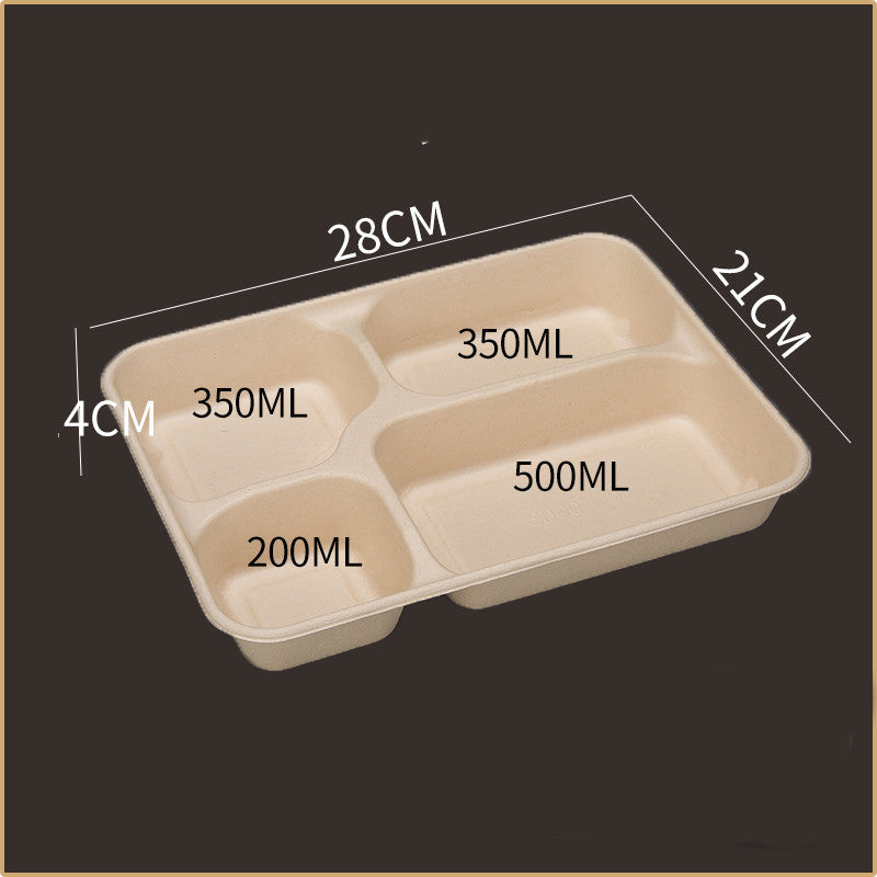 Disposable Four-compartment Lunch Box Lunch Box Environmentally Friendly Biodegradable Paper Pulp