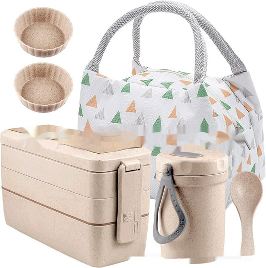 Amazon 8-piece Set Japanese Lunch Box Suit Thermal Bag Breakfast Soup Cups Bento Box Set Suit