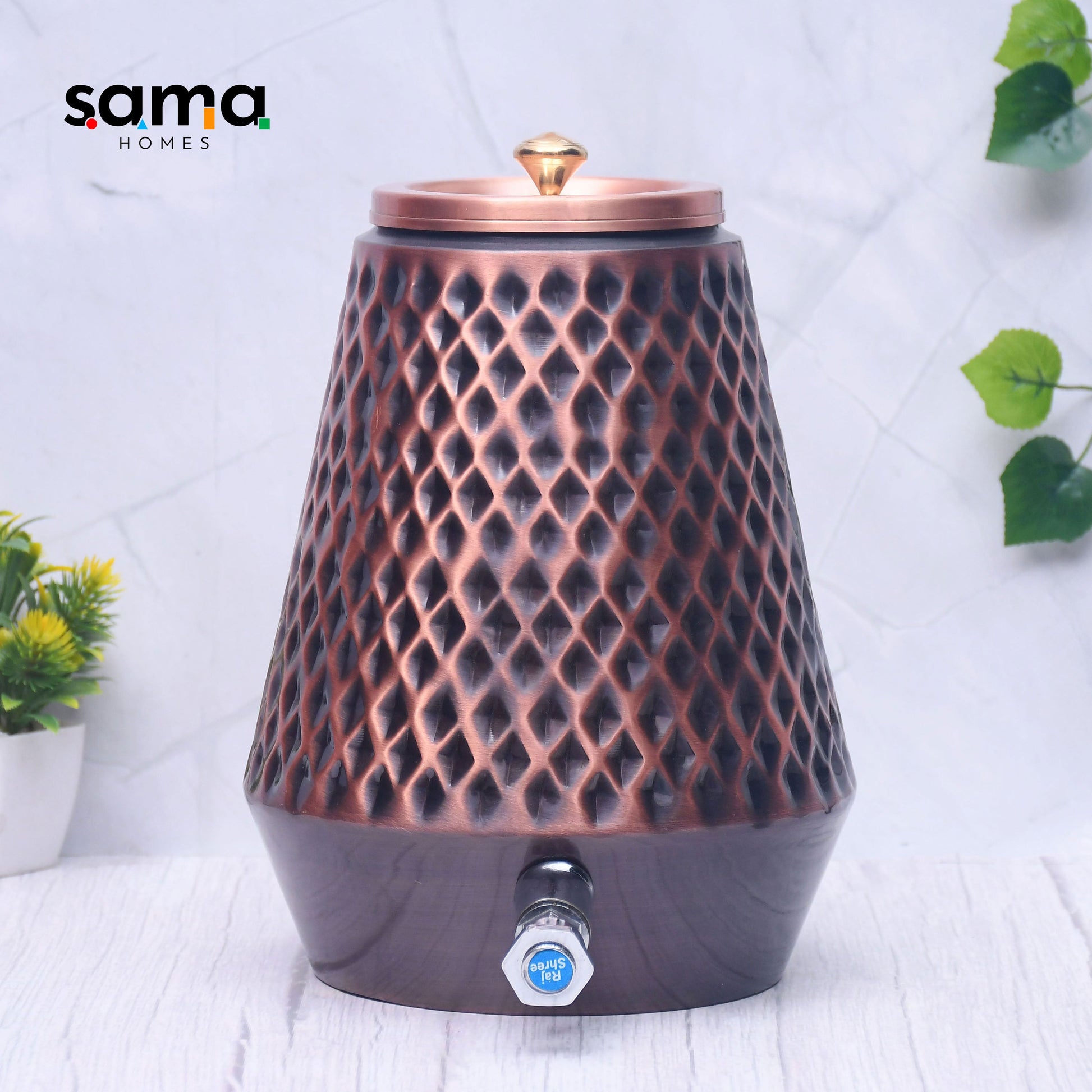 SAMA Homes - pure copper conical antique diamond designed capacity 5000 ml