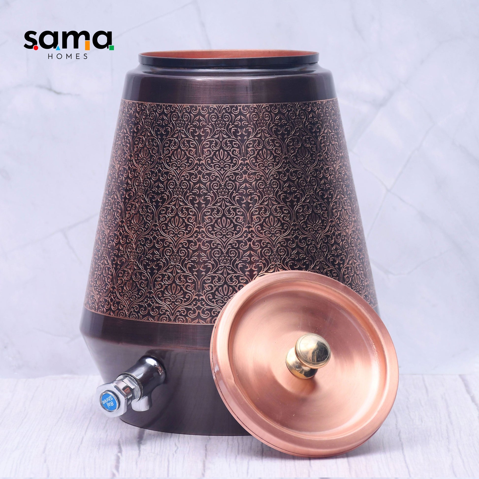 SAMA Homes - pure copper conical antique engraved designed capacity 8000 ml