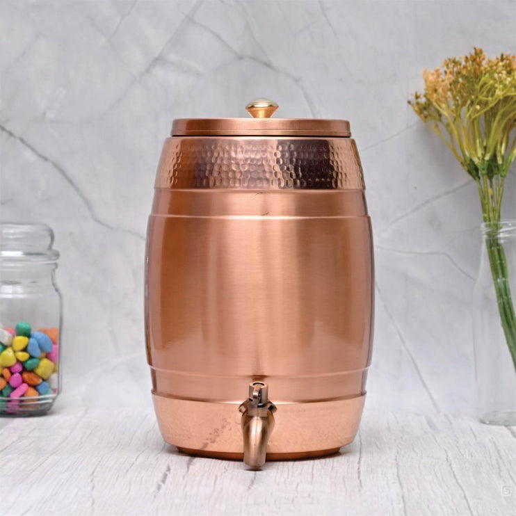 Pure Copper Water Dispenser Barrel Top Hammered Designed
