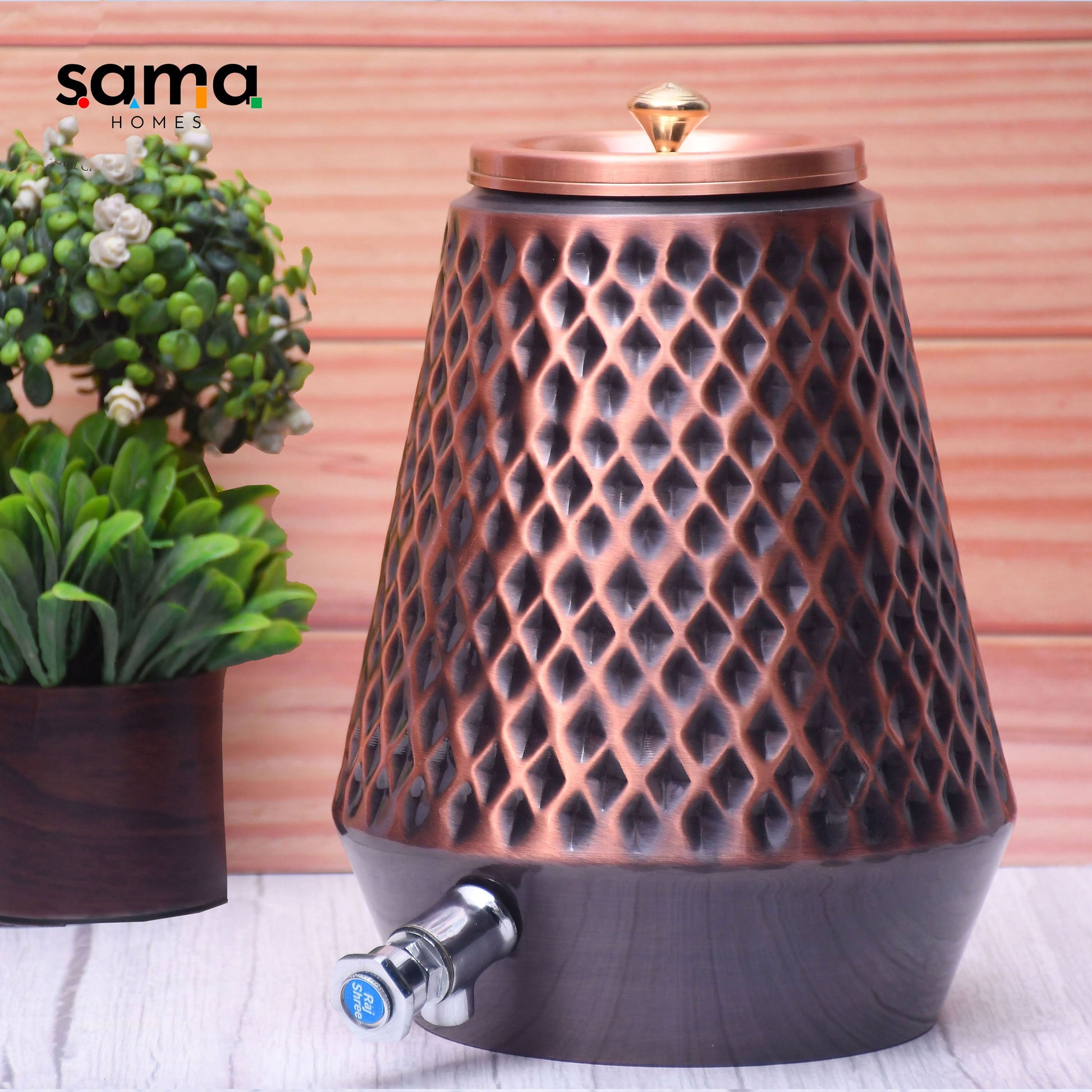 SAMA Homes - pure copper conical antique diamond designed capacity 8000 ml