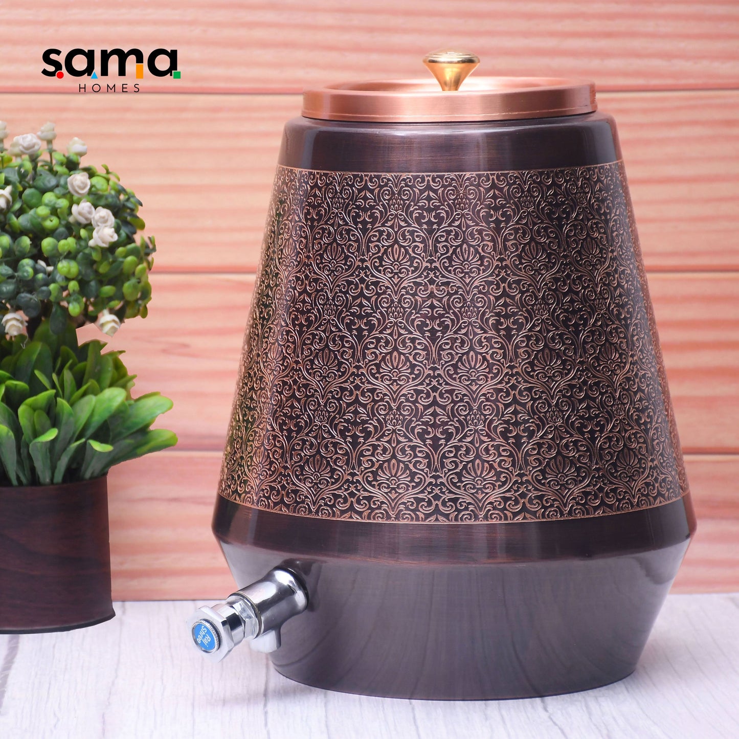 SAMA Homes - pure copper conical antique engraved designed capacity 8000 ml