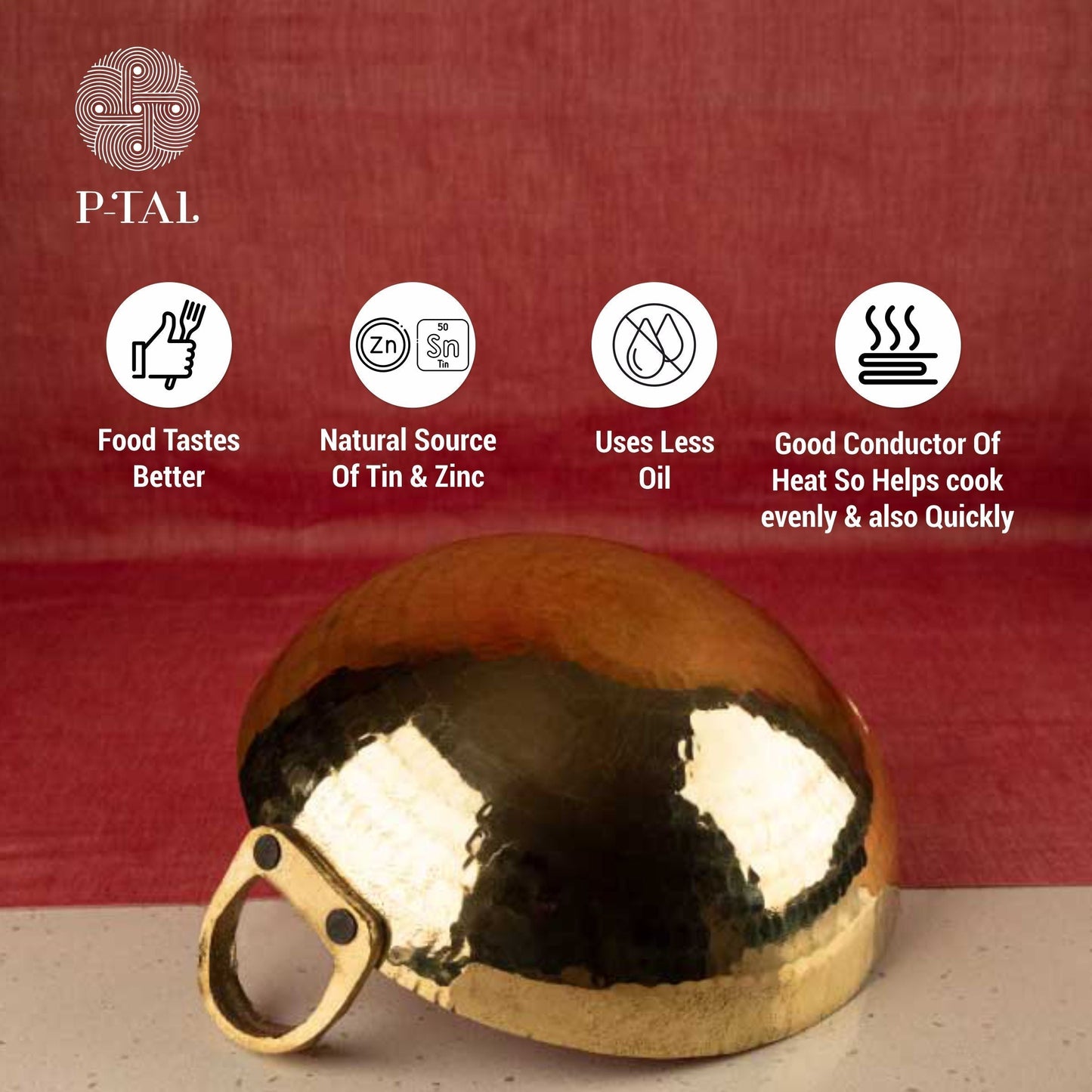 sama homes set of 3 brass kadhais 1l round base 3l round base 3l flat base