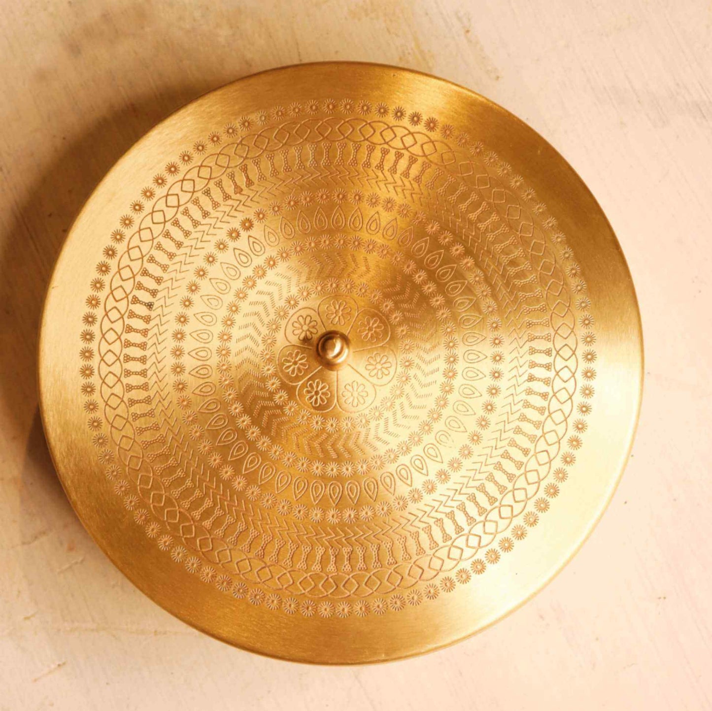 Brass Roti Chapati Box Mandala Art design with Tong