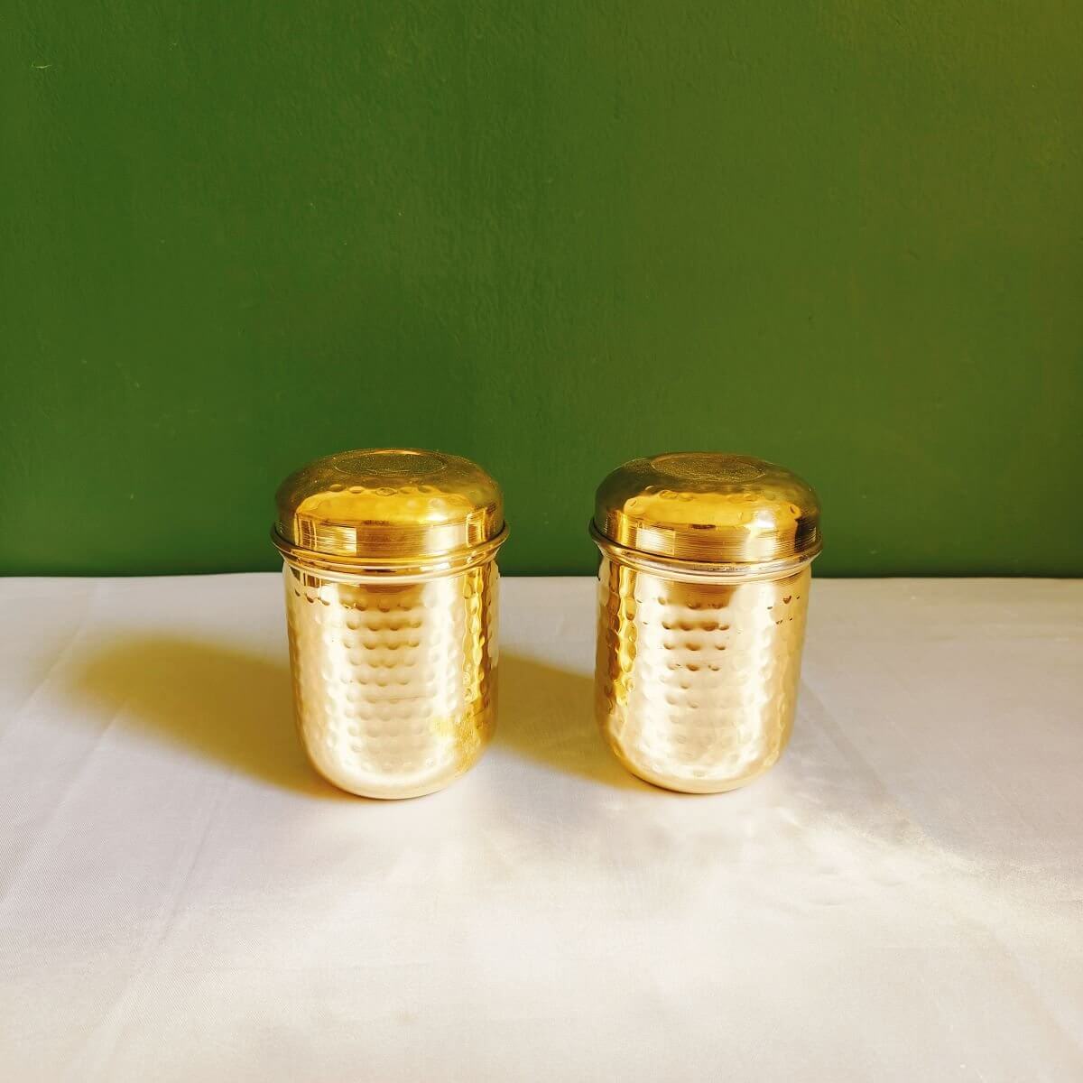 Brass Storage Canister Hammered - Extra Small (Set of 2)