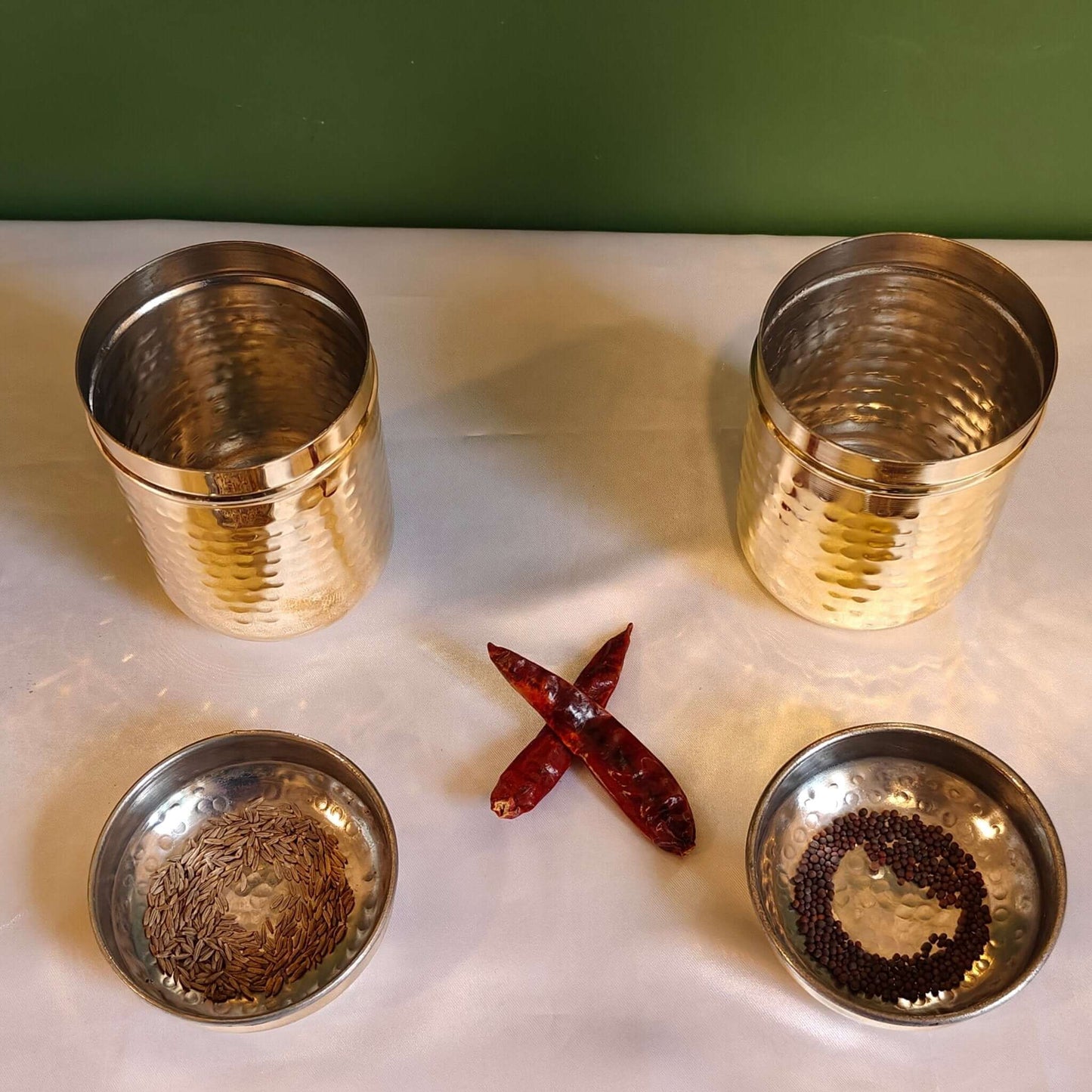 Brass Storage Canister Hammered - Extra Small (Set of 2)