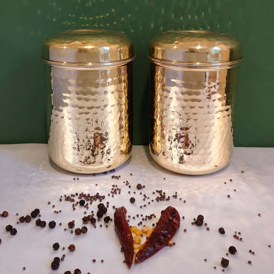 Brass Storage Canister Hammered - Medium (Set of 2)