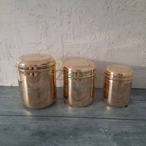 Brass Storage Container, Curved Lid (With tin Coating)