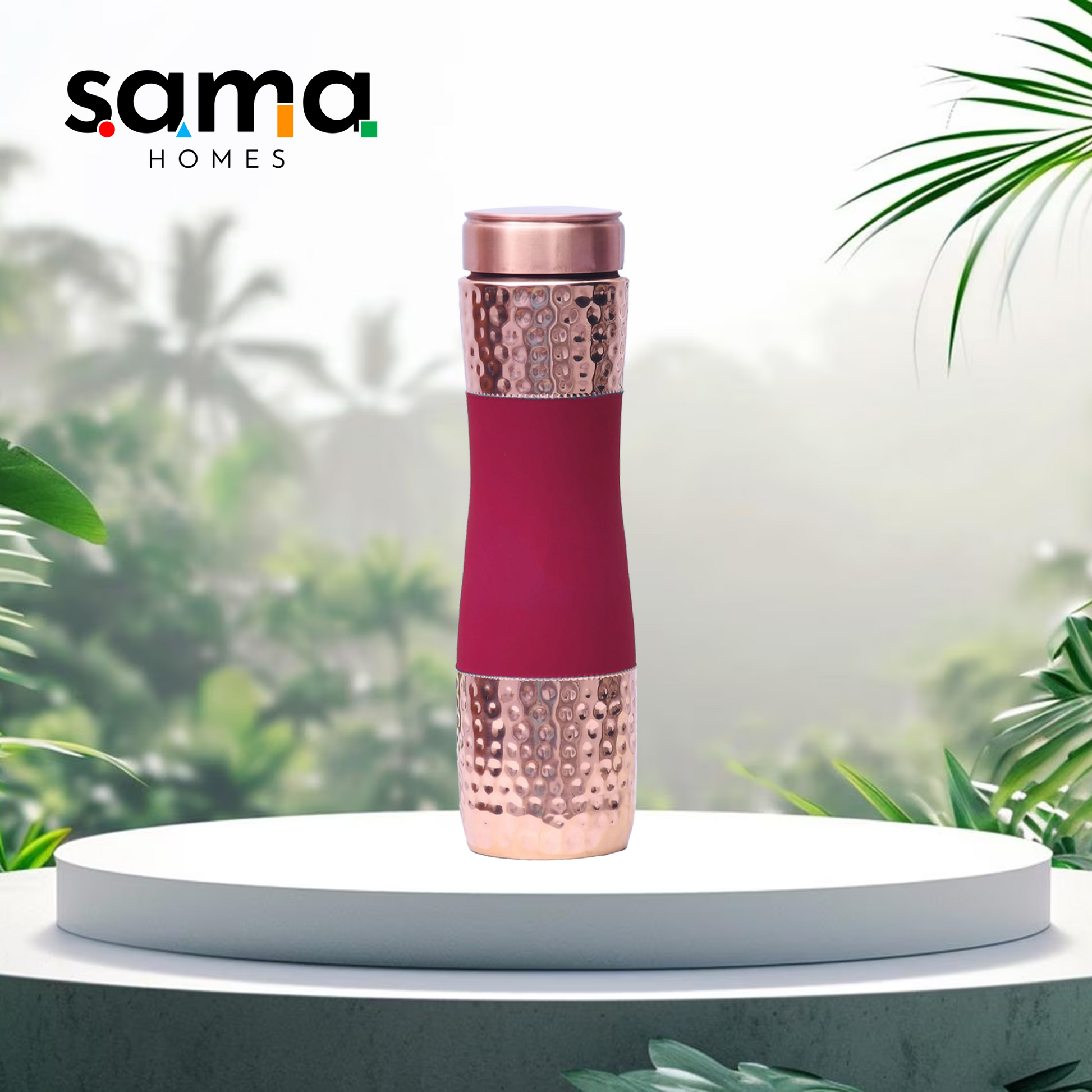 Copper water Bottle red silk finish