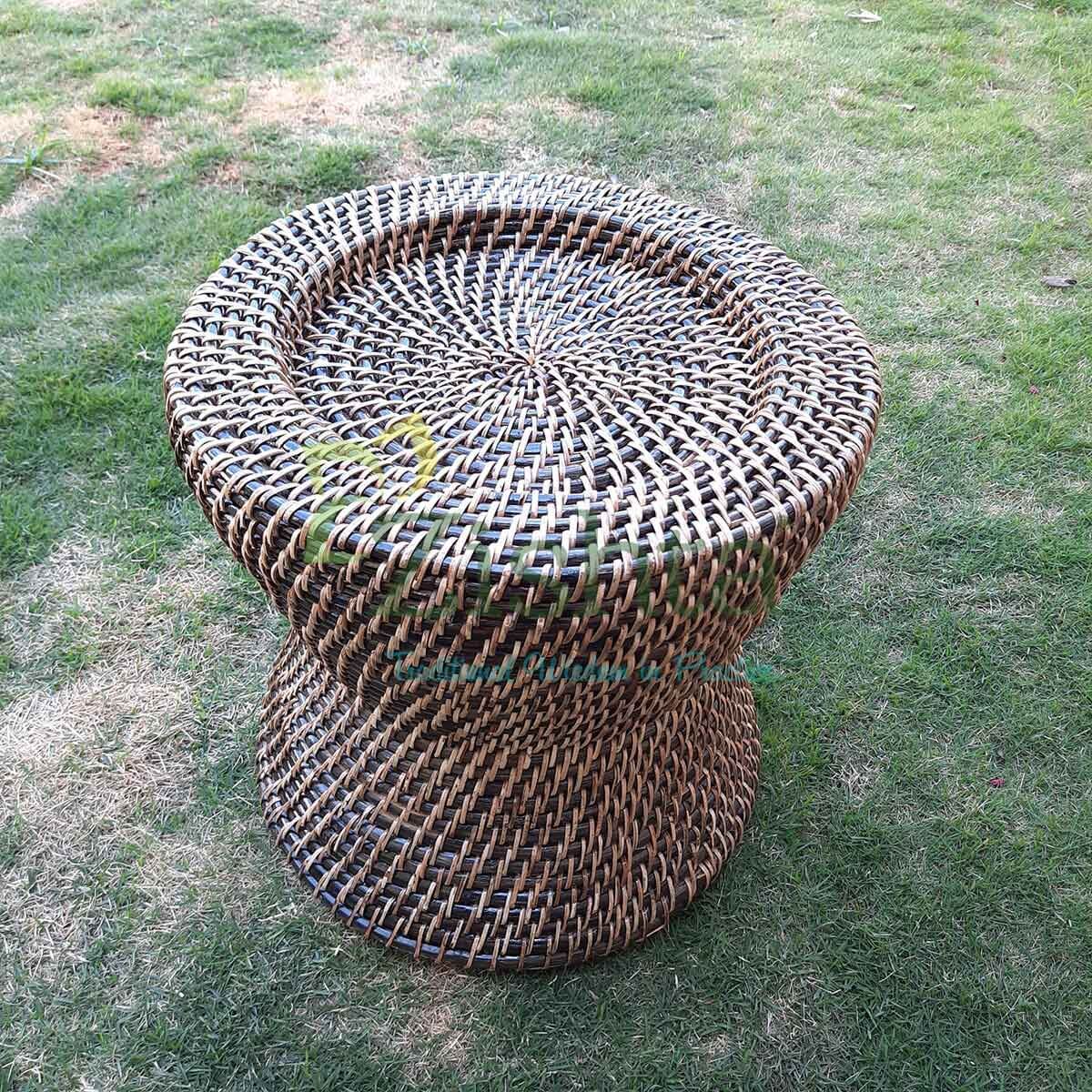 Curved Shape-Assam Cane Furniture - Seating Stool (Mudda-Morah)