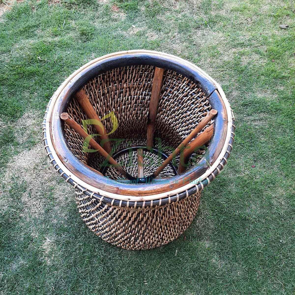 Curved Shape-Assam Cane Furniture - Seating Stool (Mudda-Morah)