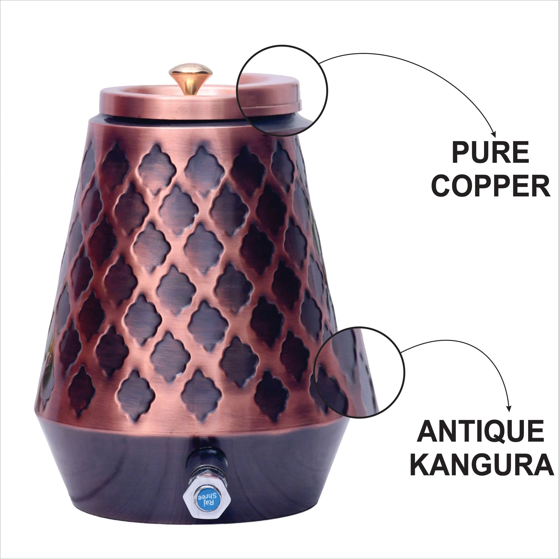 SAMA Homes - pure copper conical antique kangura designed capacity 8000 ml