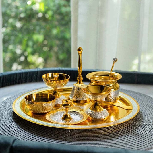 SAMA Homes - exclusive sanskriti brass pooja thali set of 8