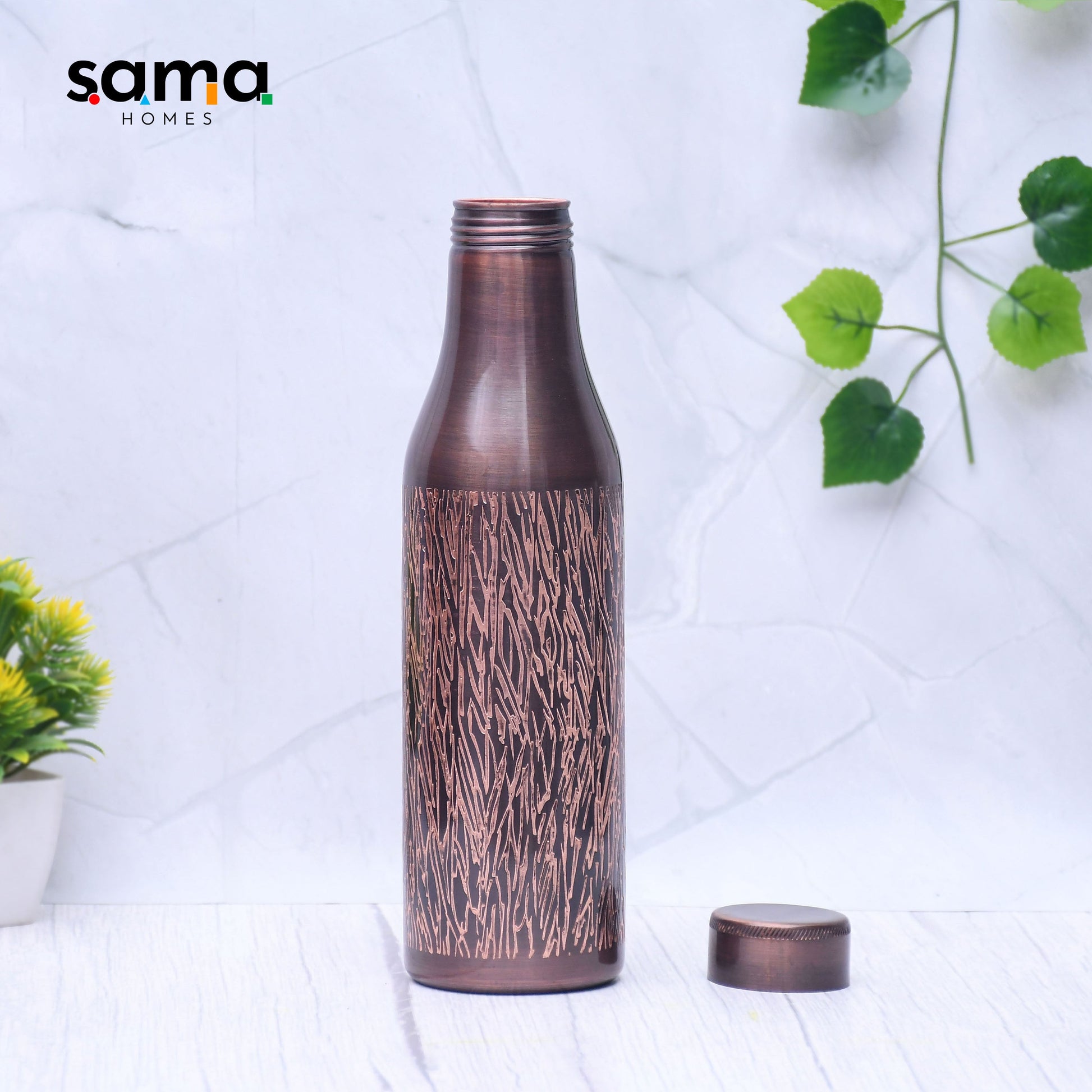 SAMA Homes - pure copper water bottle light curved antique black design