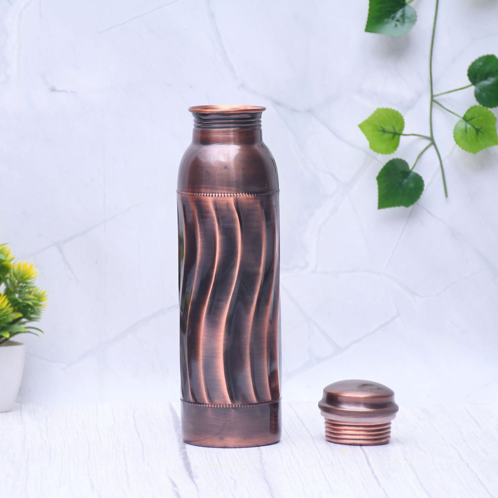 SAMA Homes - pure copper water bottle antique waved design