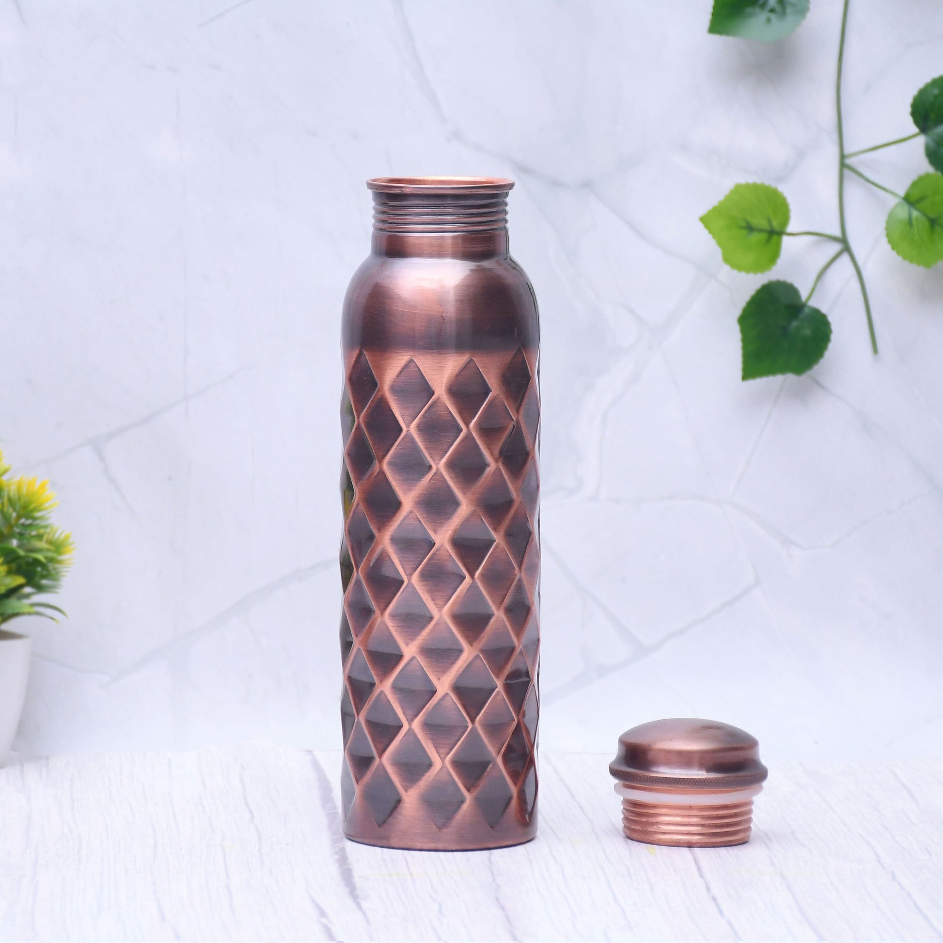 SAMA Homes - pure copper water bottle antique diamond design