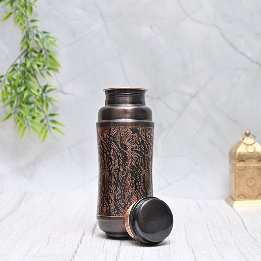 Pure Copper Water Bottle Black Antique Ozone Design Capacity 1300ML