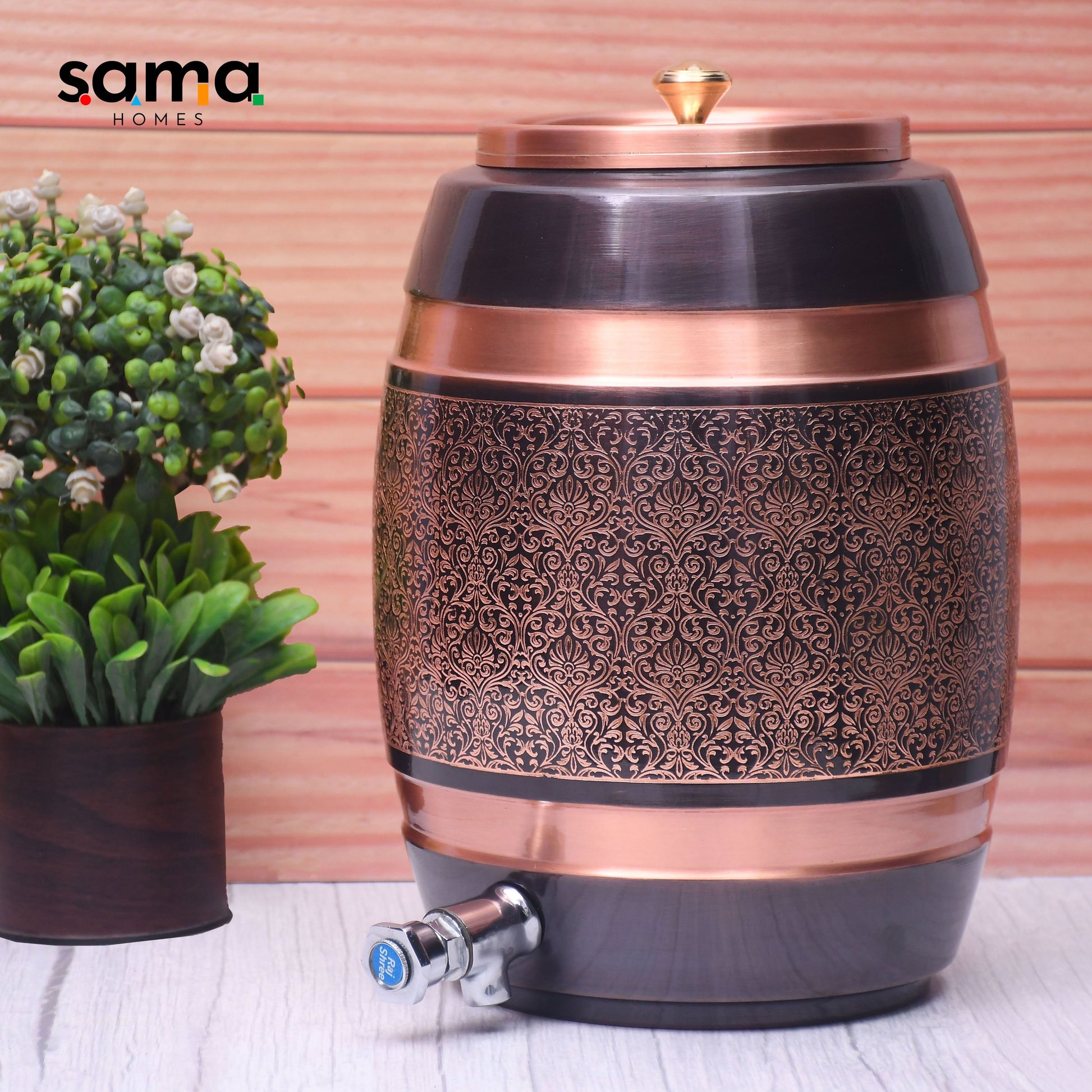 SAMA Homes - pure copper barrel antique engraved designed capacity 8000 ml