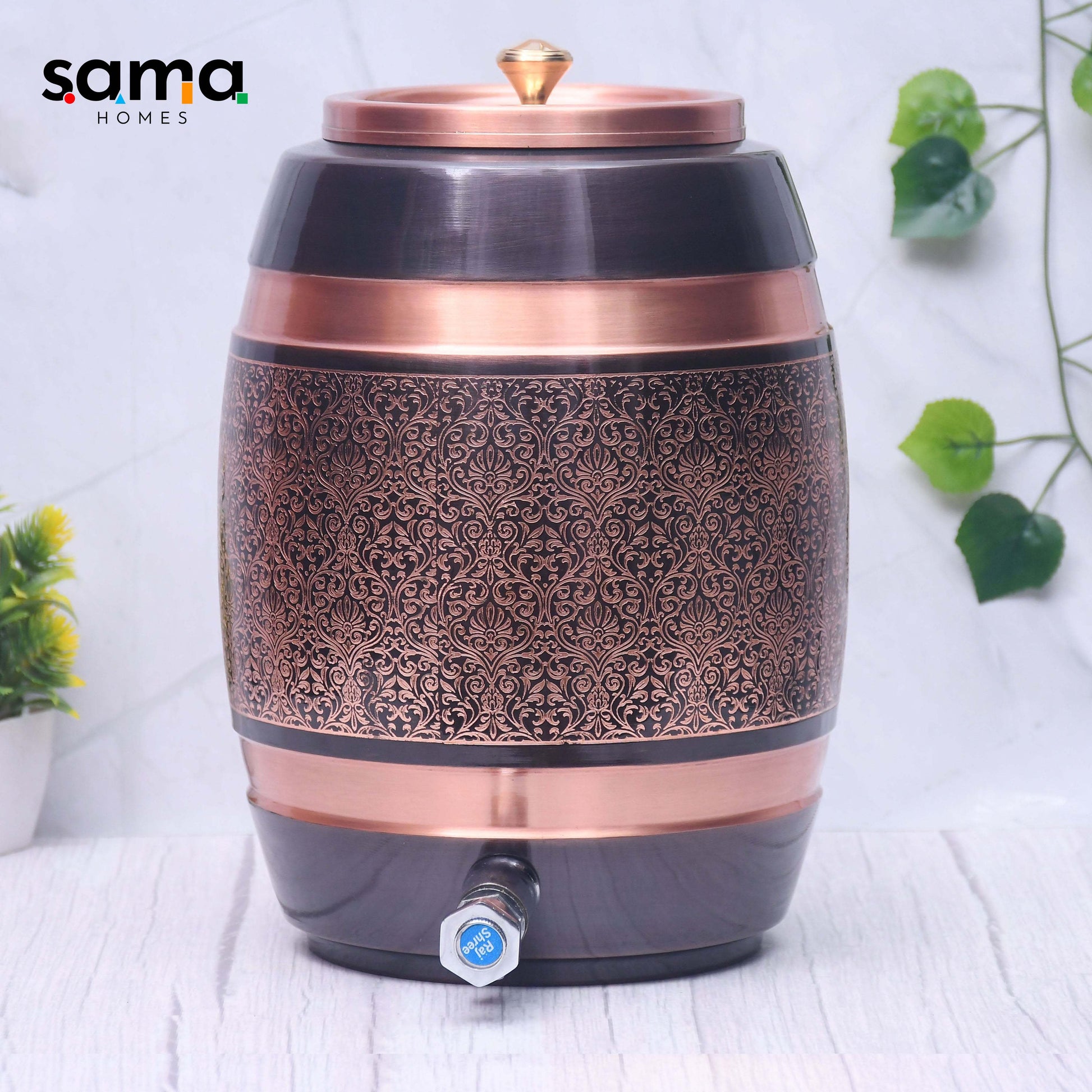 SAMA Homes - pure copper barrel matka antique engraved designed capacity 5000 ml