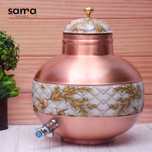 SAMA Homes - pure copper water dispenser half hammered half enamel ghada pot water dispenser capacity 8000ml