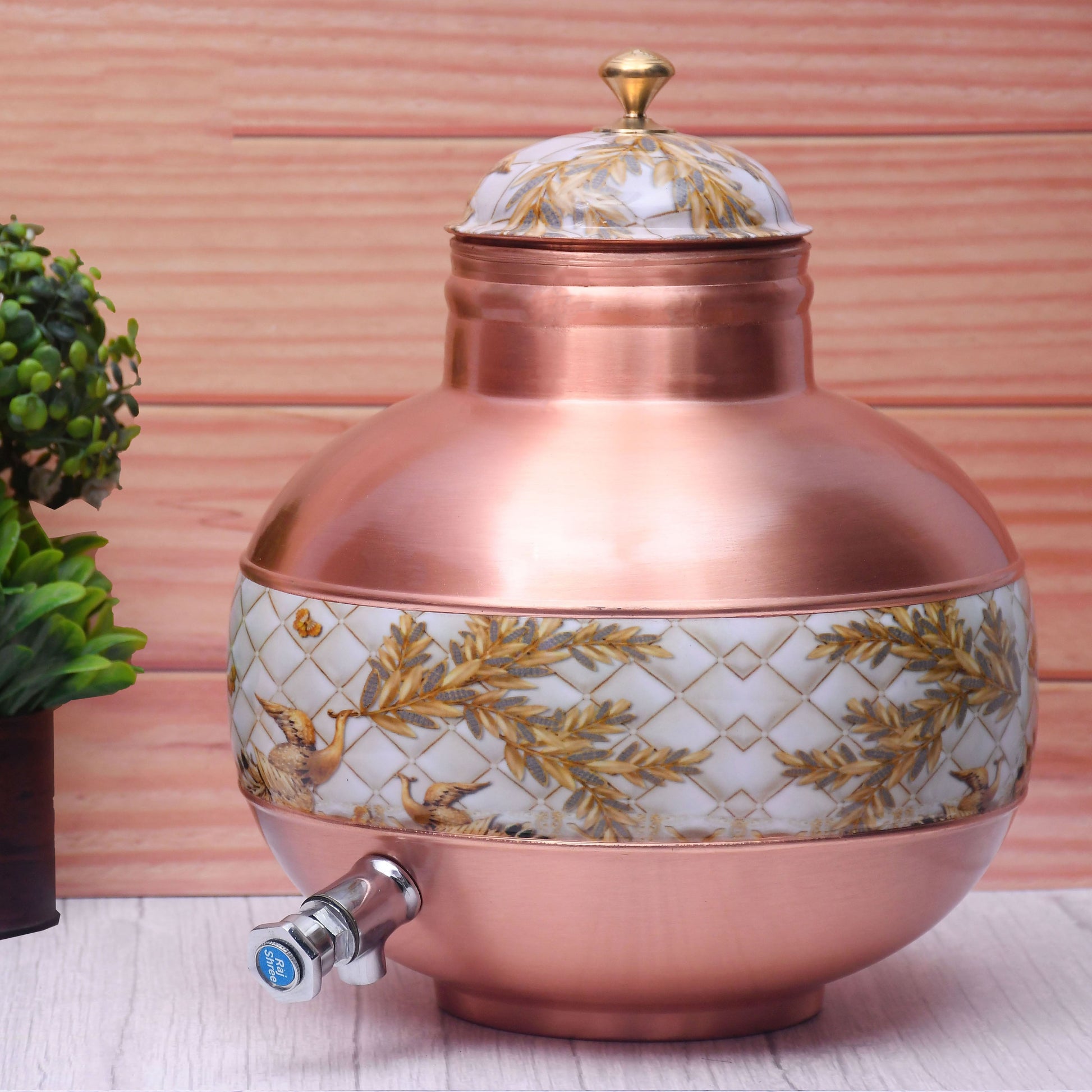 SAMA Homes - pure copper water dispenser half hammered half enamel ghada pot water dispenser capacity 8000ml