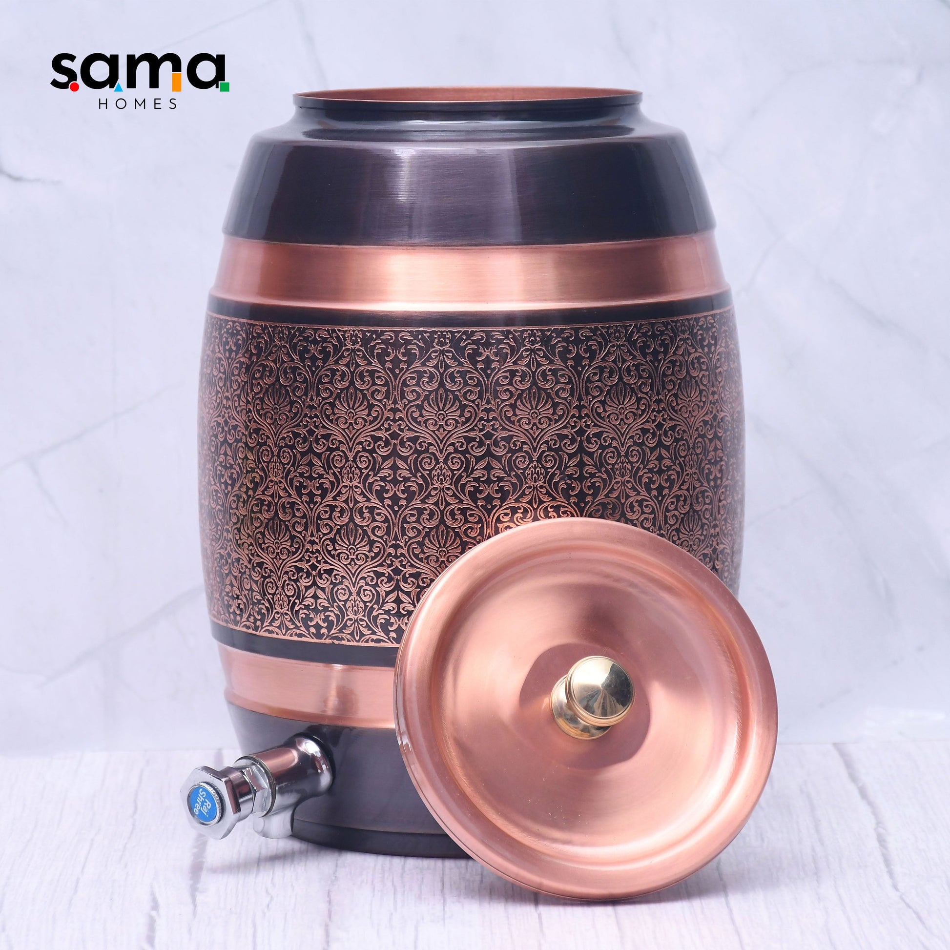SAMA Homes - pure copper barrel matka antique engraved designed capacity 5000 ml