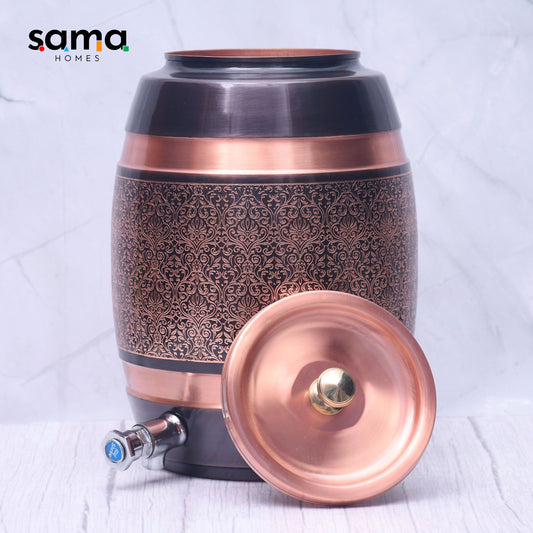 SAMA Homes - pure copper barrel matka antique engraved designed capacity 5000 ml