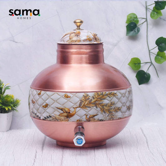 SAMA Homes - pure copper half hammered half enamel ghada pot water dispenser capacity 5000ml