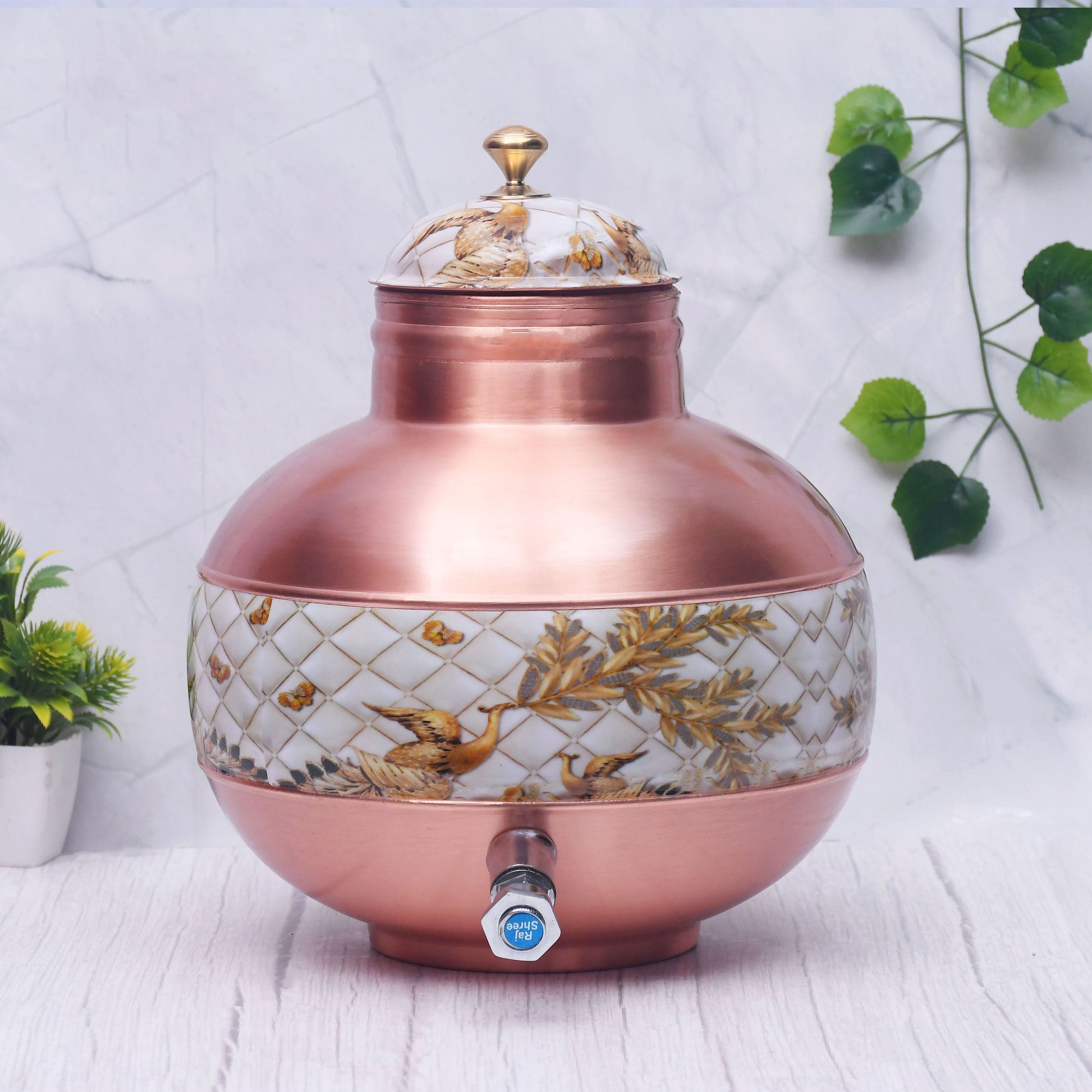 SAMA Homes - pure copper half hammered half enamel ghada pot water dispenser capacity 5000ml