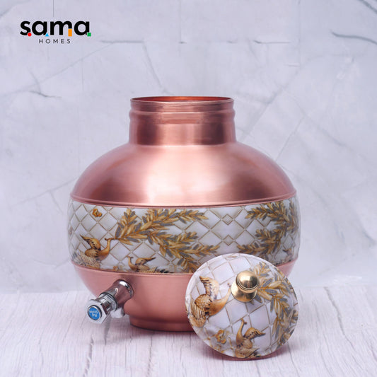 SAMA Homes - pure copper half hammered half enamel ghada pot water dispenser capacity 5000ml