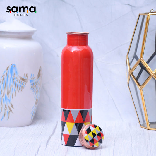 SAMA Homes - exclusive triangle design printed copper water bottle leak proof capcity 1000 ml