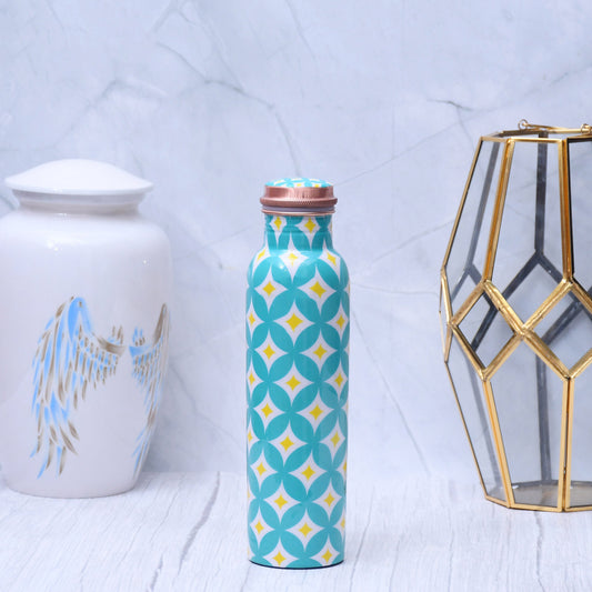 SAMA Homes - refreshing sky blue digital printed copper water bottle leak proof capacity 1000 ml