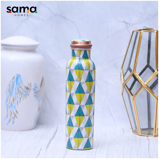 SAMA Homes - spiffy geometric printed copper water bottle leak proof