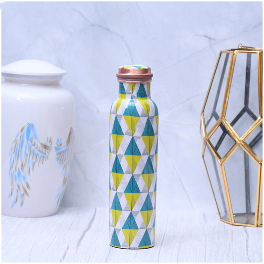 SAMA Homes - spiffy geometric printed copper water bottle leak proof
