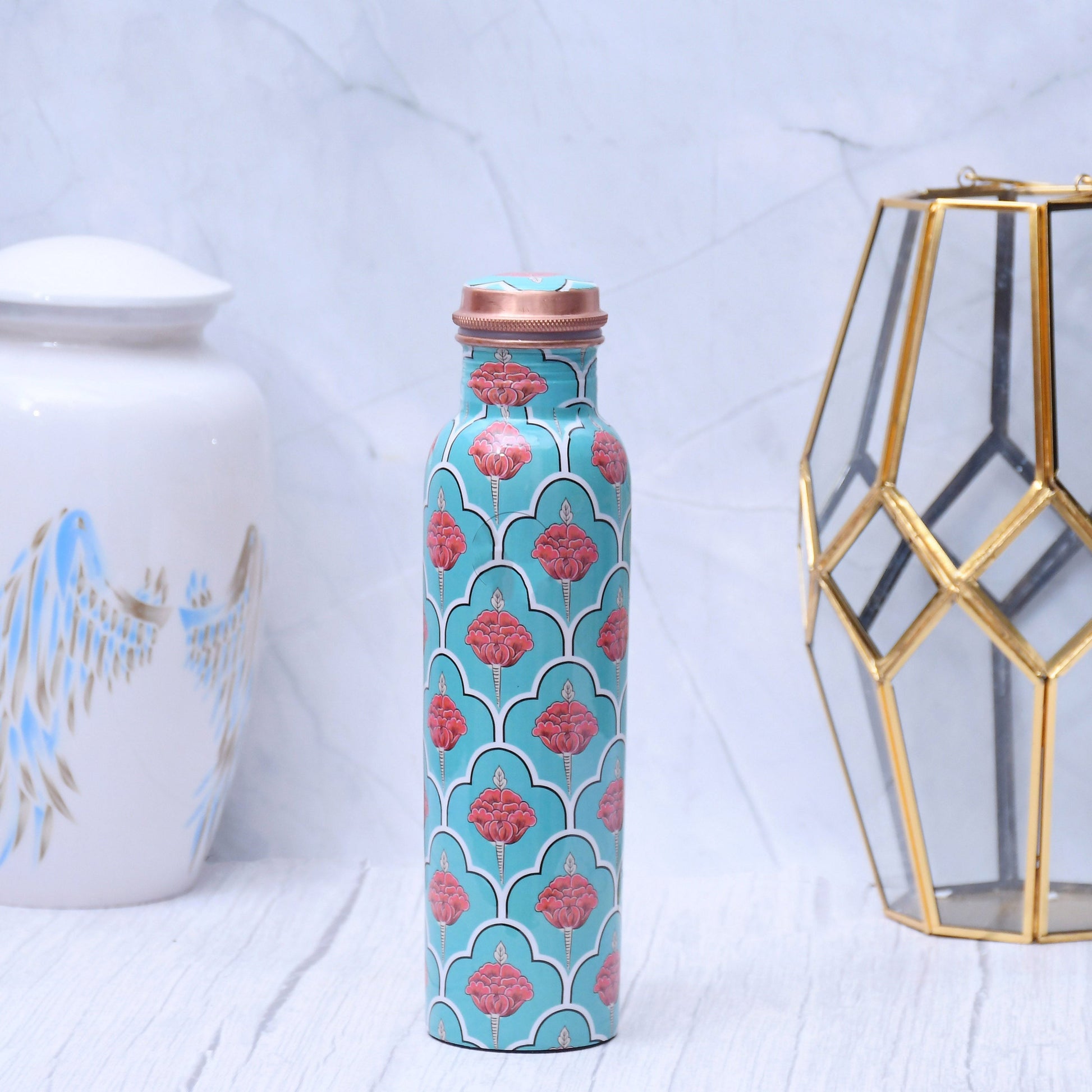 SAMA Homes - exclusive refreshing green digital printed copper water bottle leak proof capacity 1000 ml