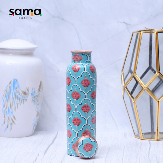 SAMA Homes - exclusive refreshing green digital printed copper water bottle leak proof capacity 1000 ml