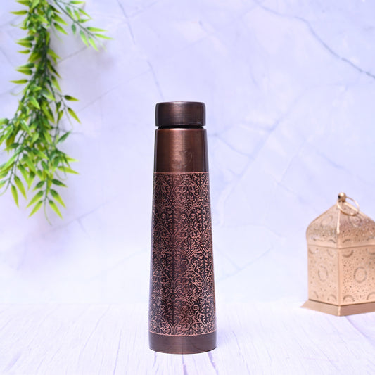Pure Copper Water Bottle Antique Engraved