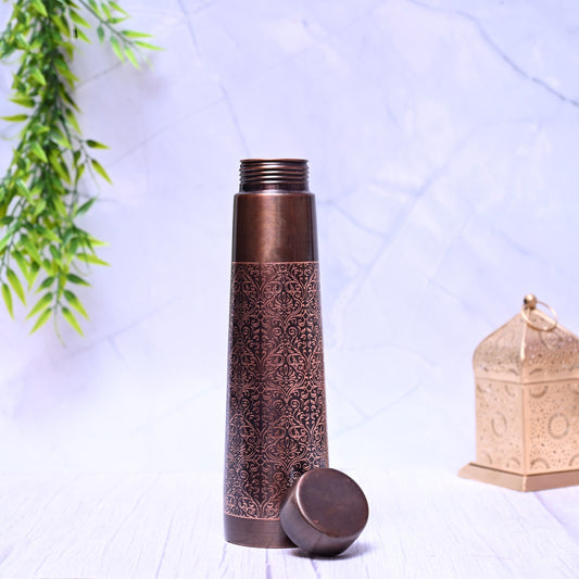 Pure Copper Water Bottle Antique Engraved